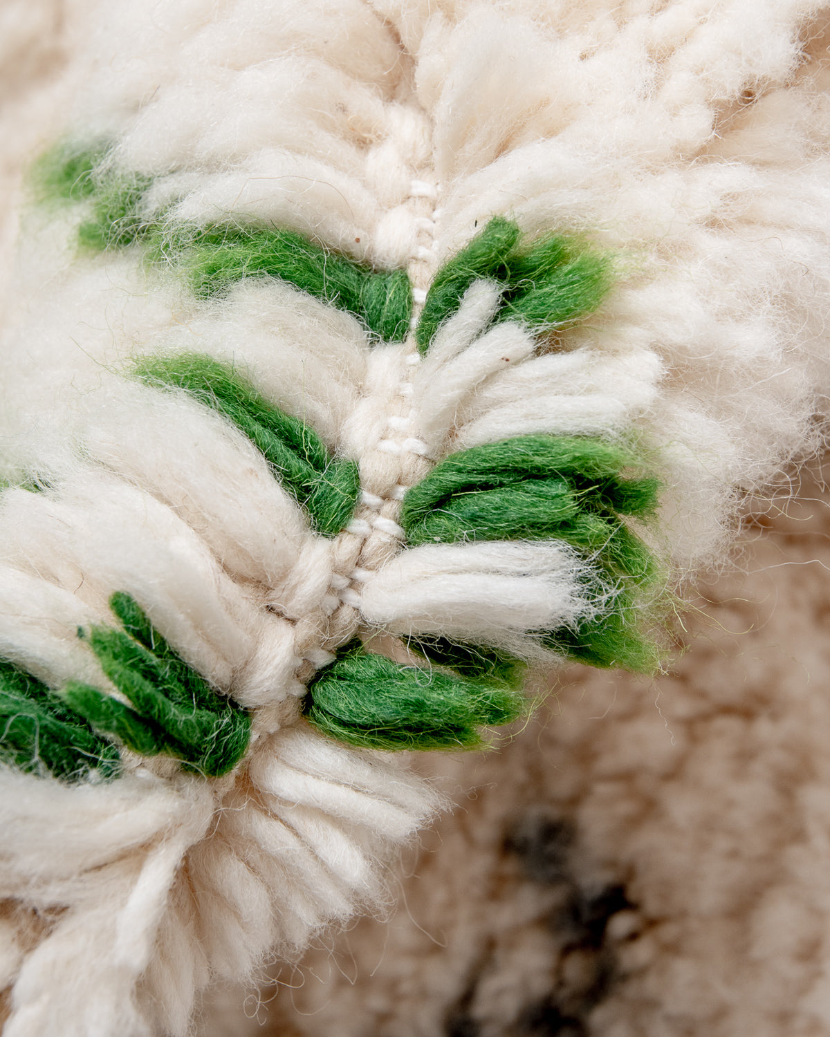 Modern, designer, handcrafted Berber rug from Morocco. Beniourain carpet with beautiful colours and patterns and fluffy wool texture.